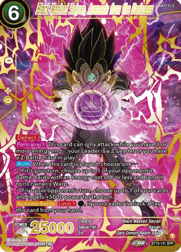 Black Masked Saiyan, Assassin from the Darkness (SPR) (BT19-141) [Fighter s Ambition] For Discount