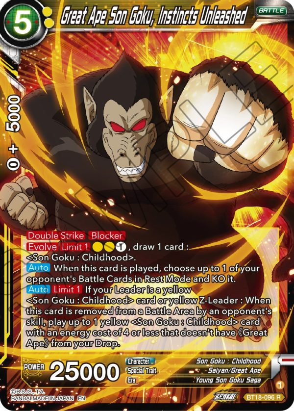 Great Ape Son Goku, Instincts Unleashed (BT18-096) [Dawn of the Z-Legends] For Sale