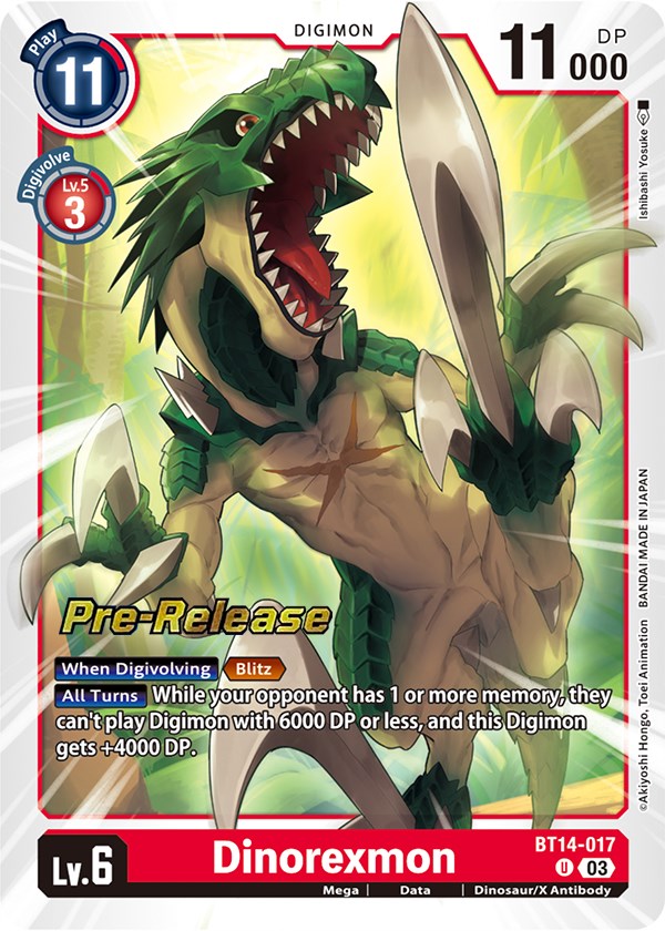 Dinorexmon [BT14-017] [Blast Ace Pre-Release Cards] Online now