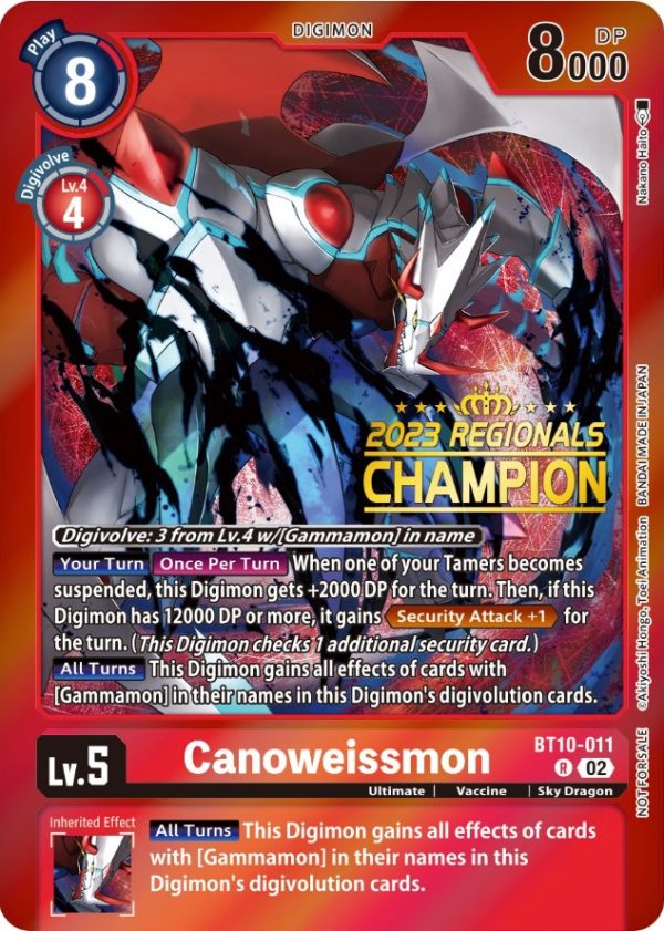 Canoweissmon [BT10-011] (2023 Regionals Champion) [Xros Encounter Promos] For Sale