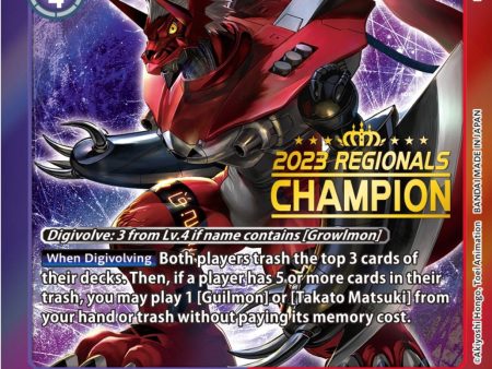 WarGrowlmon [EX3-062] (2023 Regionals Champion) [Draconic Roar Promos] Supply