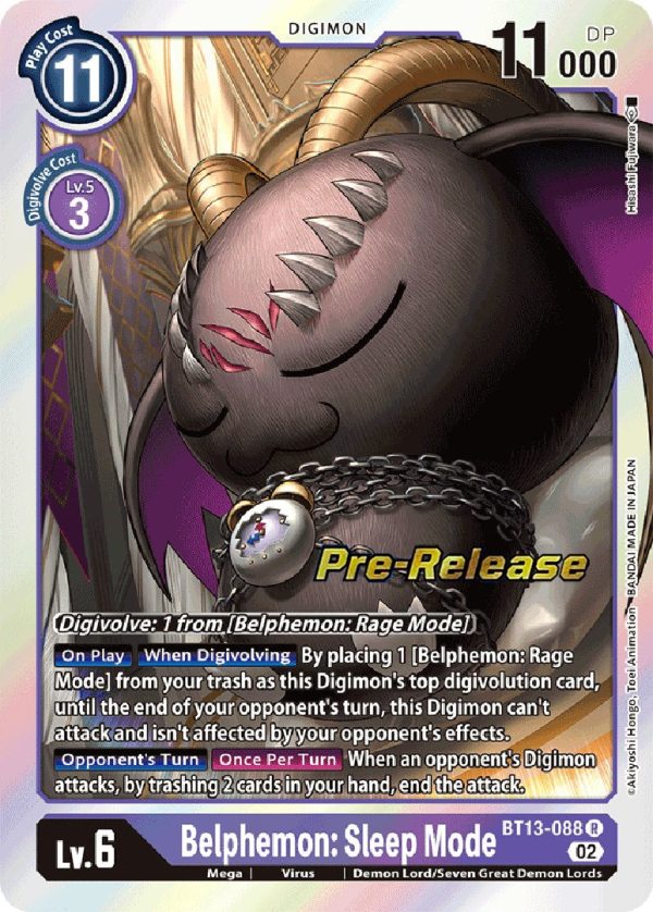 Belphemon: Sleep Mode [BT13-088] [Versus Royal Knight Booster Pre-Release Cards] Online Sale