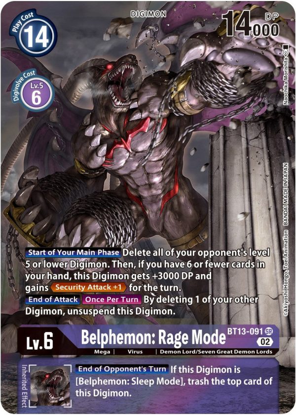 Belphemon: Rage Mode [BT13-091] (Alternate Art) [Versus Royal Knights Booster] Sale