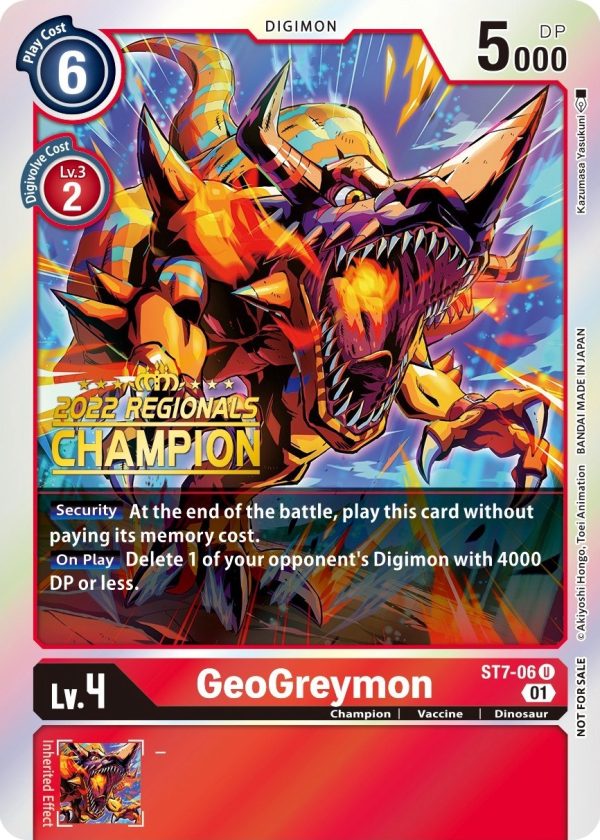 GeoGreymon [ST7-06] (2022 Championship Offline Regional) (Online Champion) [Starter Deck: Gallantmon Promos] For Cheap