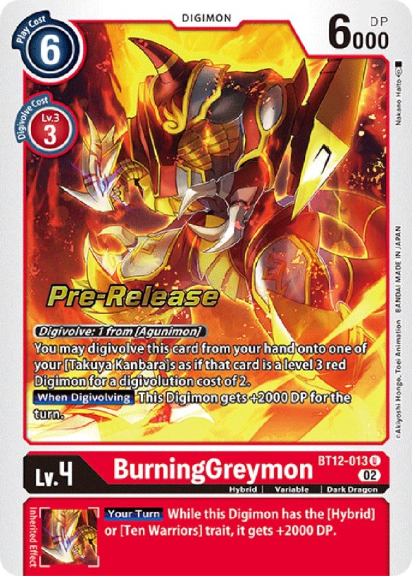 BurningGreymon [BT12-013] [Across Time Pre-Release Cards] Online Sale